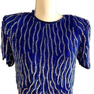 Jewel Queen Silk Sequin Blouse Vintage Sz 1X